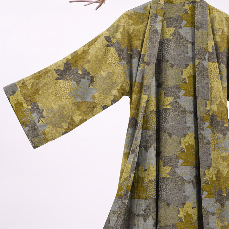 Ownkoti Autumn Maple Leaf Cotton Kimono Robe - image 14