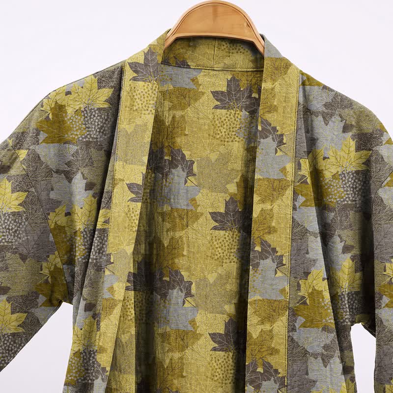 Ownkoti Autumn Maple Leaf Cotton Kimono Robe - image 19