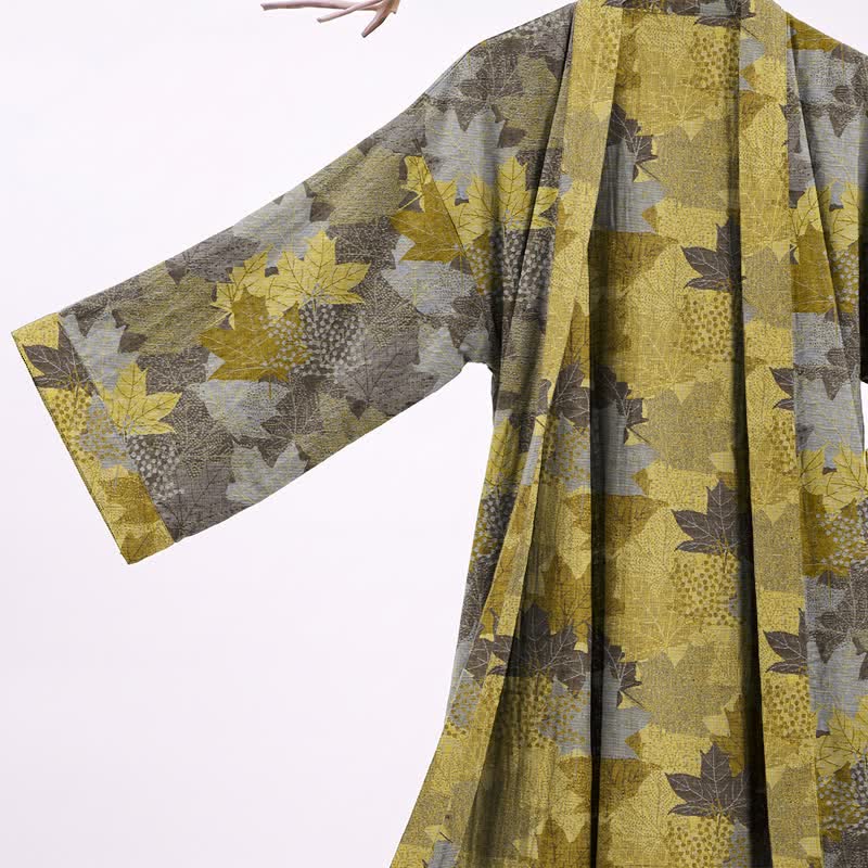 Ownkoti Autumn Maple Leaf Cotton Kimono Robe - image 20