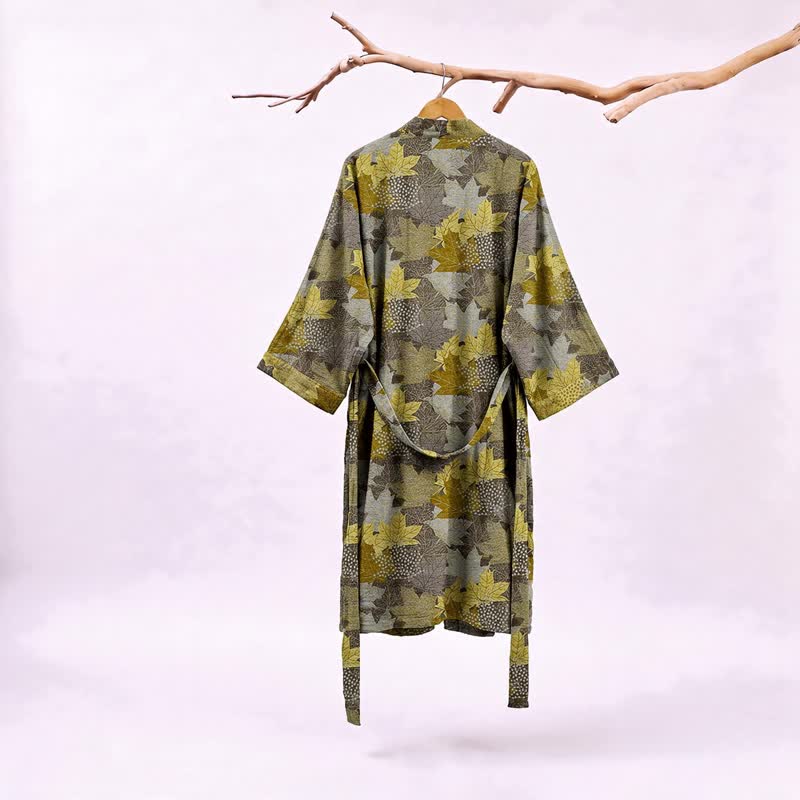 Ownkoti Autumn Maple Leaf Cotton Kimono Robe - image 18