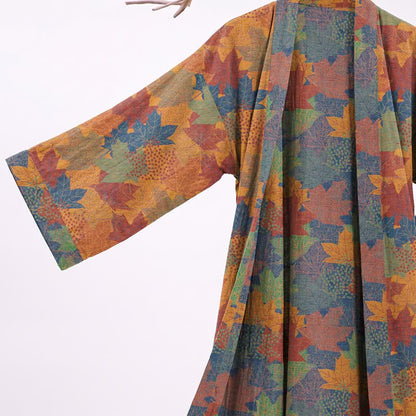Ownkoti Autumn Maple Leaf Cotton Kimono Robe - image 26