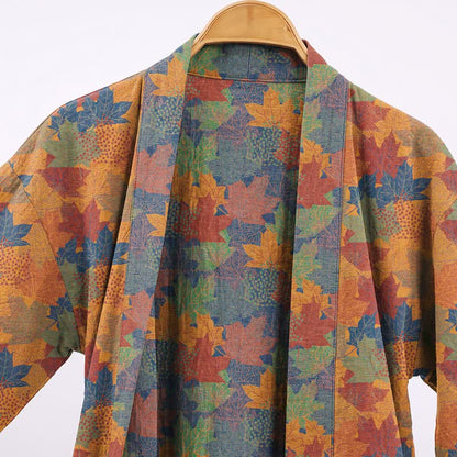 Ownkoti Autumn Maple Leaf Cotton Kimono Robe - image 25