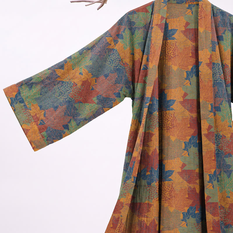 Ownkoti Autumn Maple Leaf Cotton Kimono Robe - image 32