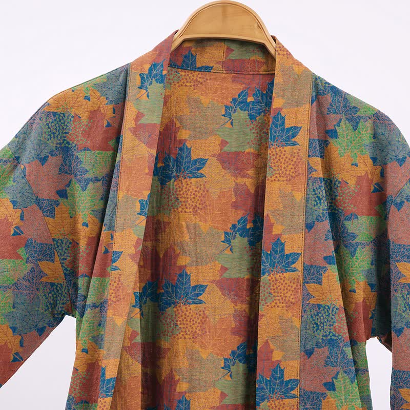 Ownkoti Autumn Maple Leaf Cotton Kimono Robe - image 31