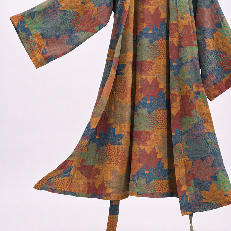 Ownkoti Autumn Maple Leaf Cotton Kimono Robe - image 33
