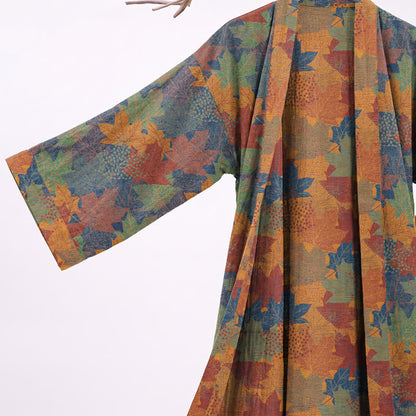 Ownkoti Autumn Maple Leaf Cotton Kimono Robe - image 34