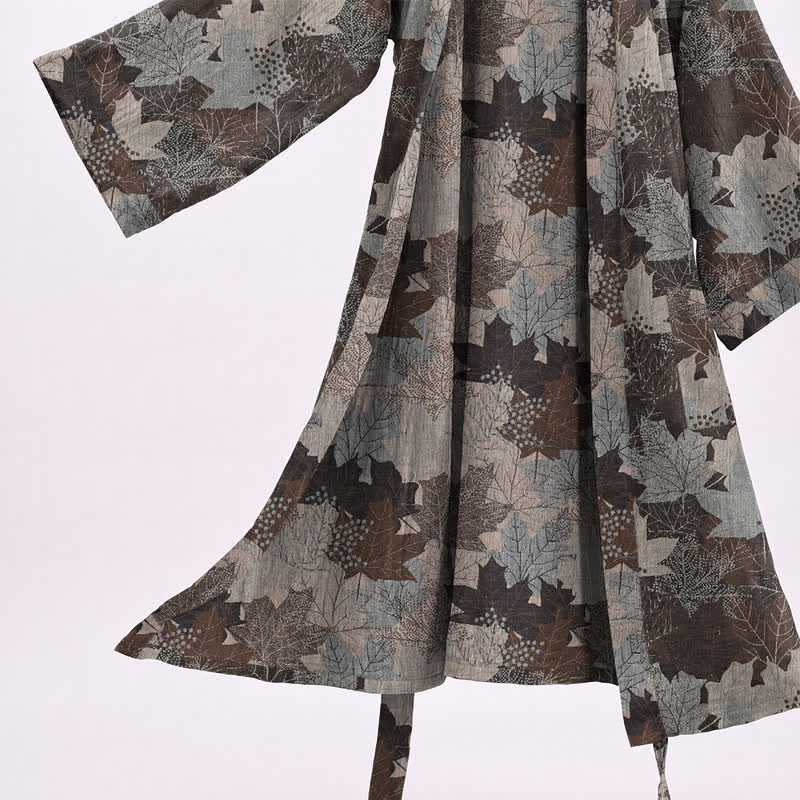 Ownkoti Autumn Maple Leaf Cotton Kimono Robe - image 39