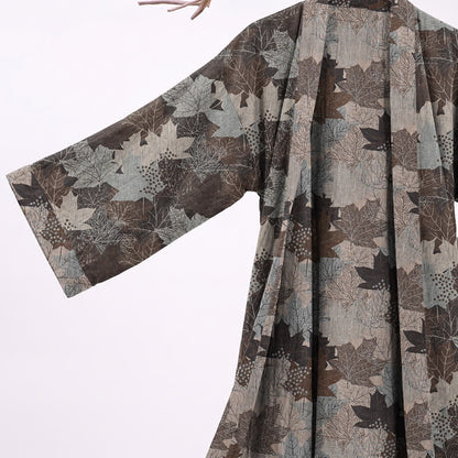 Ownkoti Autumn Maple Leaf Cotton Kimono Robe - image 38