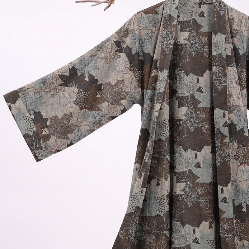 Ownkoti Autumn Maple Leaf Cotton Kimono Robe - image 44