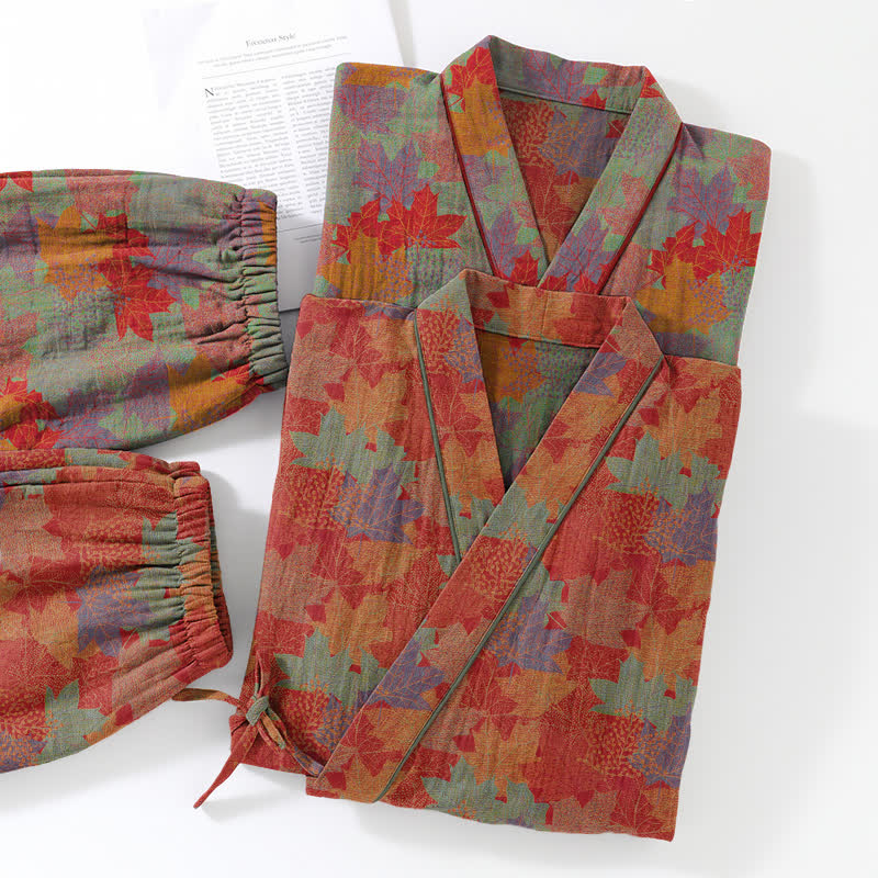 Ownkoti Maple Leaf Cotton Kimono Pajama Set - image 6