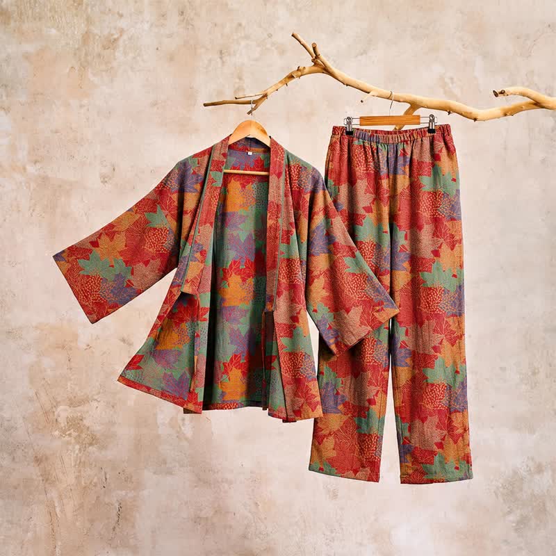 Ownkoti Maple Leaf Cotton Kimono Pajama Set - image 5