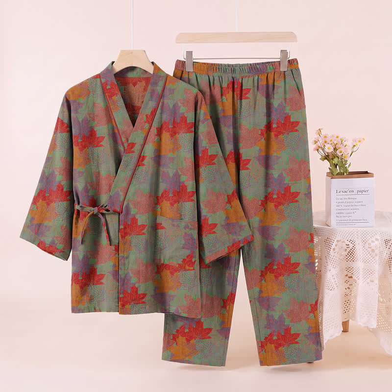 Ownkoti Maple Leaf Cotton Kimono Pajama Set - image 9