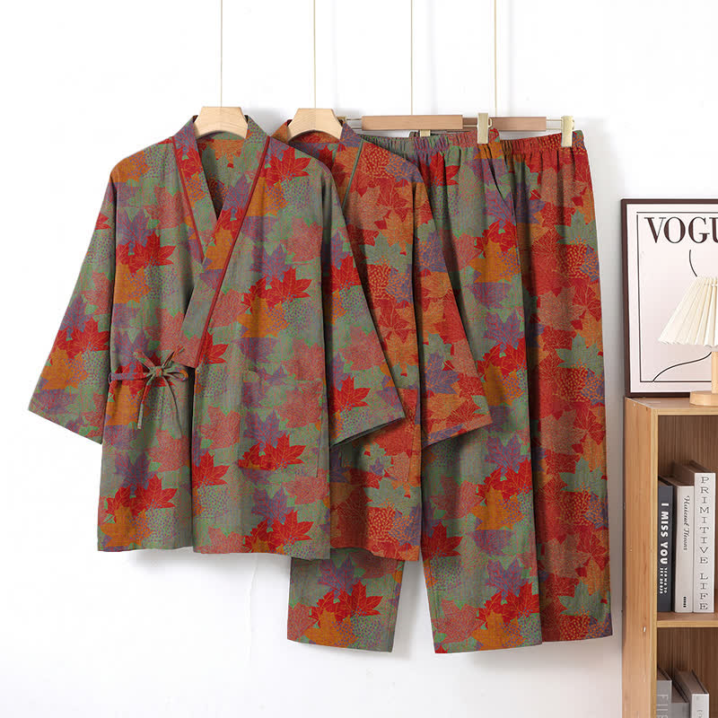Ownkoti Maple Leaf Cotton Kimono Pajama Set - image 8