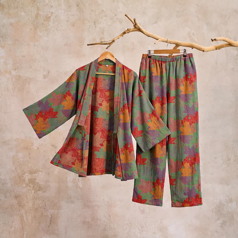 Ownkoti Maple Leaf Cotton Kimono Pajama Set - image 13