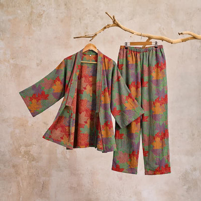 Ownkoti Maple Leaf Cotton Kimono Pajama Set - image 13