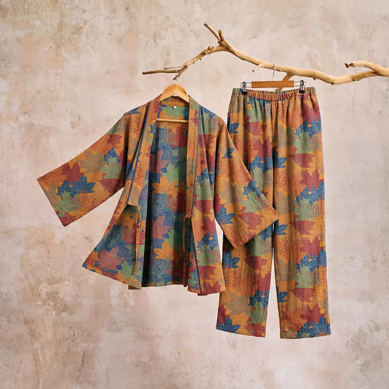 Ownkoti Maple Leaf Cotton Kimono Pajama Set - image 21