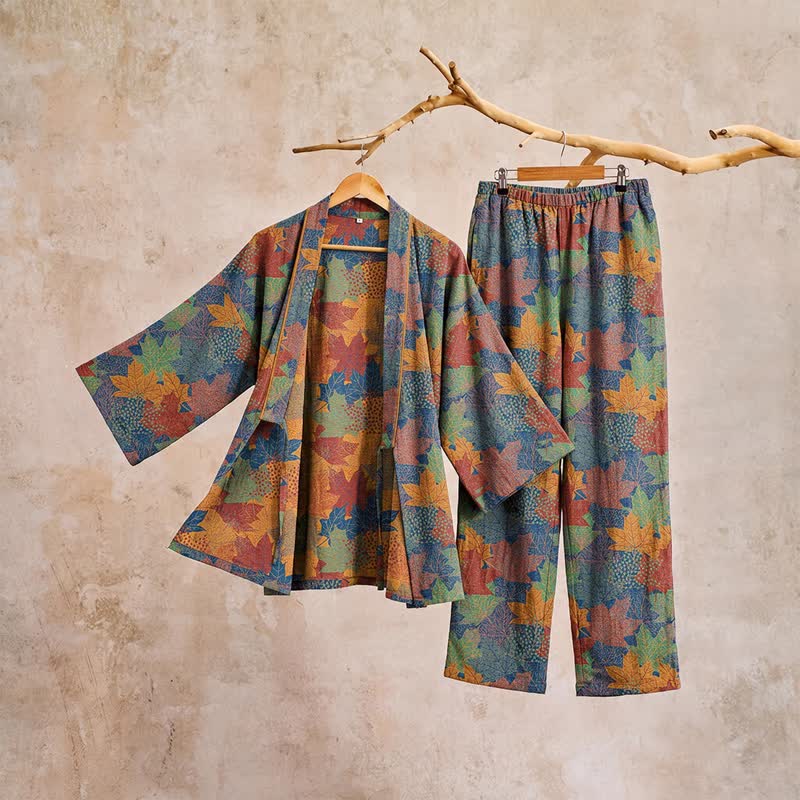 Ownkoti Maple Leaf Cotton Kimono Pajama Set - image 45