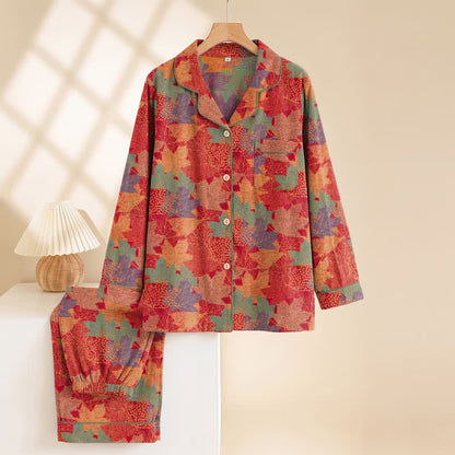 Ownkoti Fall Maple Leaf Cotton Loungewear Set - image 1