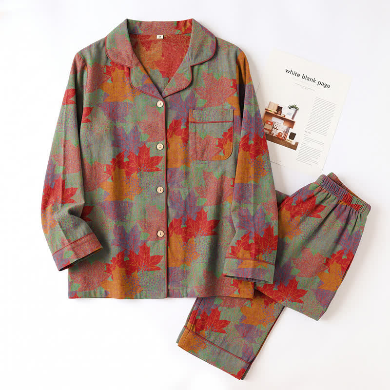 Ownkoti Fall Maple Leaf Cotton Loungewear Set - image 13