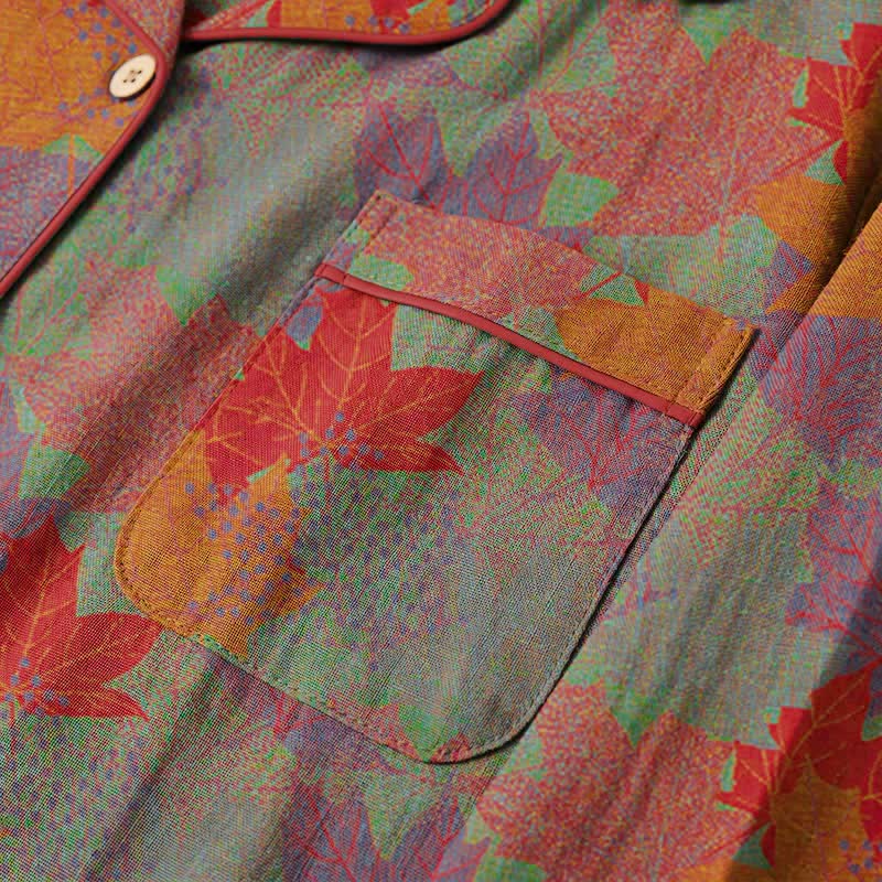 Ownkoti Fall Maple Leaf Cotton Loungewear Set - image 10