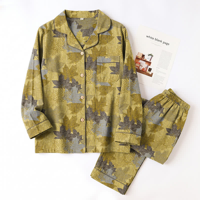 Ownkoti Fall Maple Leaf Cotton Loungewear Set - image 19