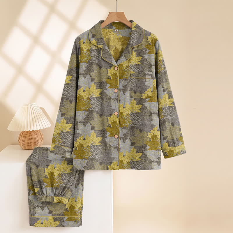 Ownkoti Fall Maple Leaf Cotton Loungewear Set - image 22