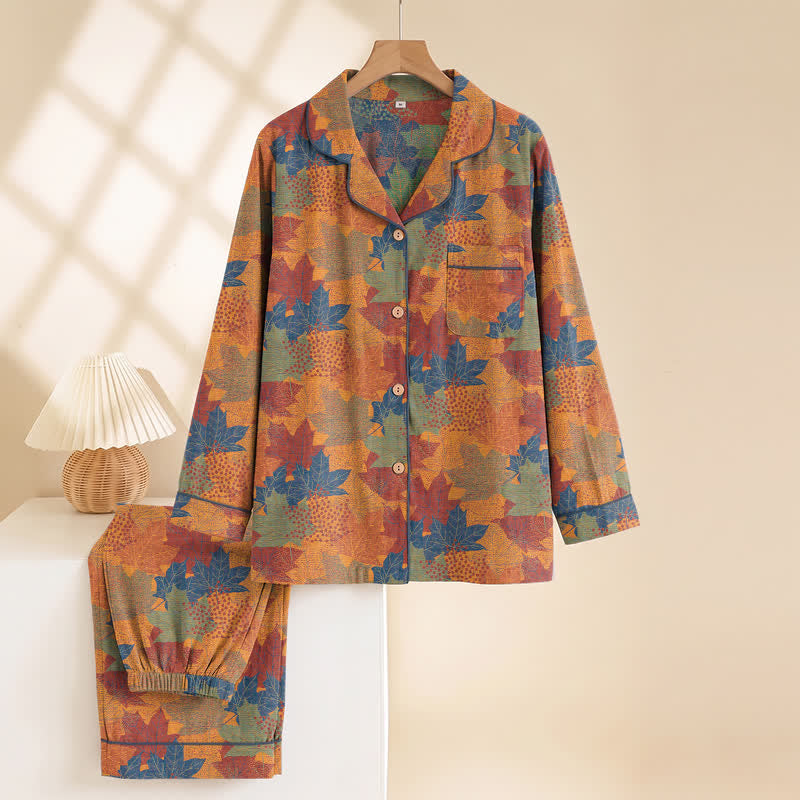 Ownkoti Fall Maple Leaf Cotton Loungewear Set - image 29