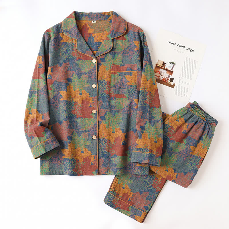 Ownkoti Fall Maple Leaf Cotton Loungewear Set - image 40