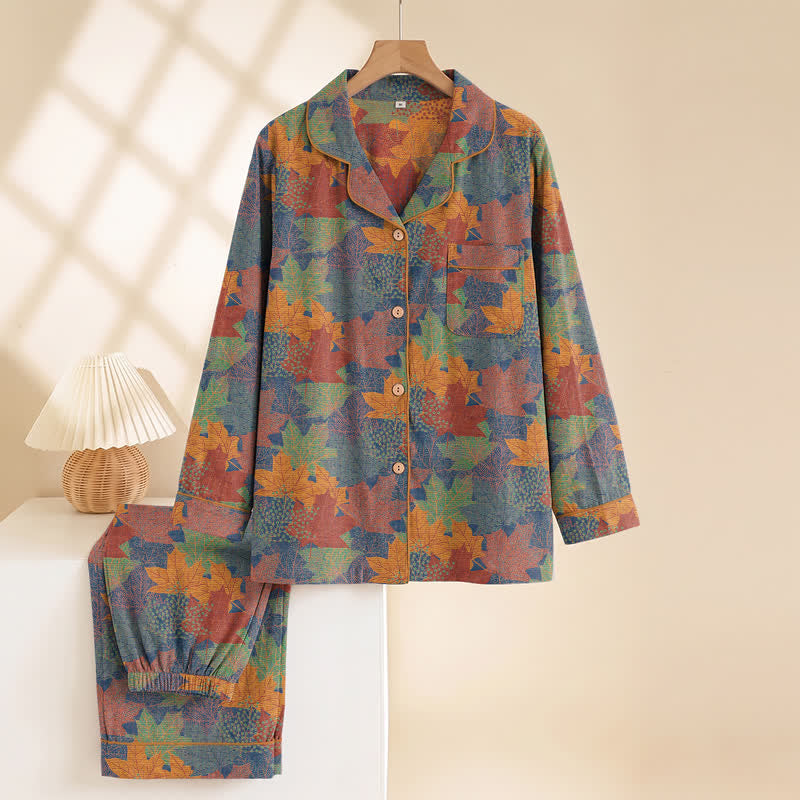 Ownkoti Fall Maple Leaf Cotton Loungewear Set - image 22
