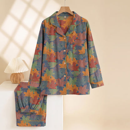 Ownkoti Fall Maple Leaf Cotton Loungewear Set - image 22