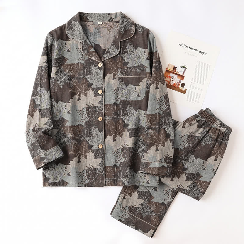 Ownkoti Fall Maple Leaf Cotton Loungewear Set - image 41