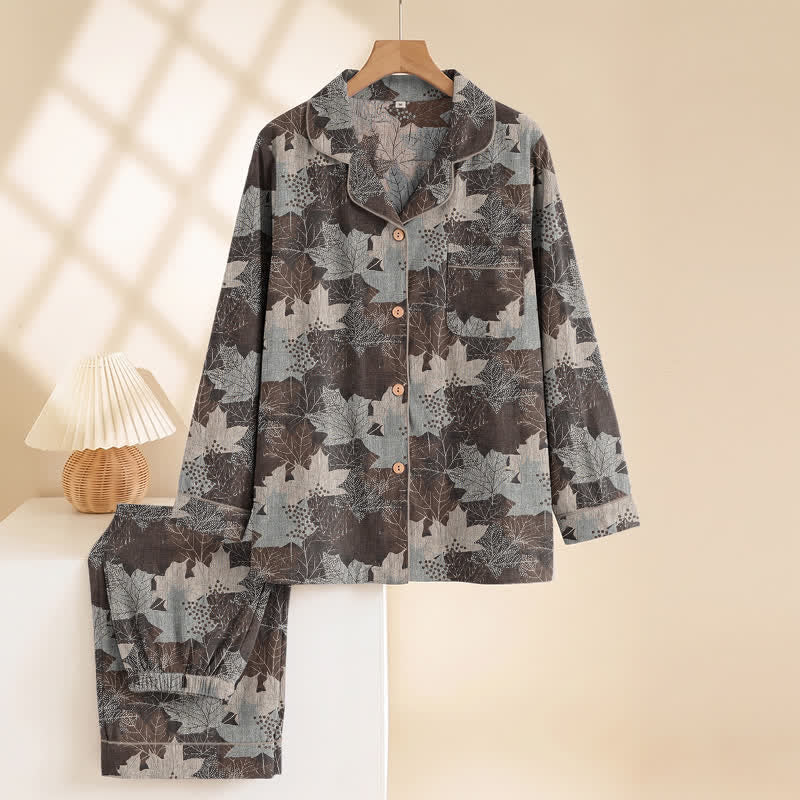 Ownkoti Fall Maple Leaf Cotton Loungewear Set - image 43