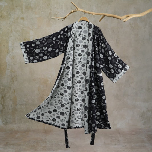 Ownkoti Halloween Pumpkin Candy Cotton Kimono Robe - Black - 2XL - image 0