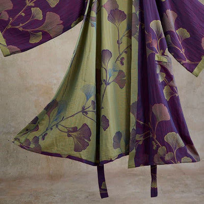 Ownkoti Retro Ginkgo Leaf Cotton Kimono Robe - image 2