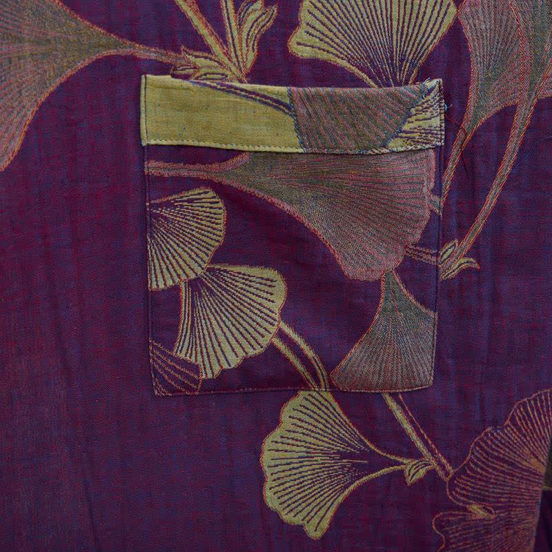Ownkoti Retro Ginkgo Leaf Cotton Kimono Robe - image 6