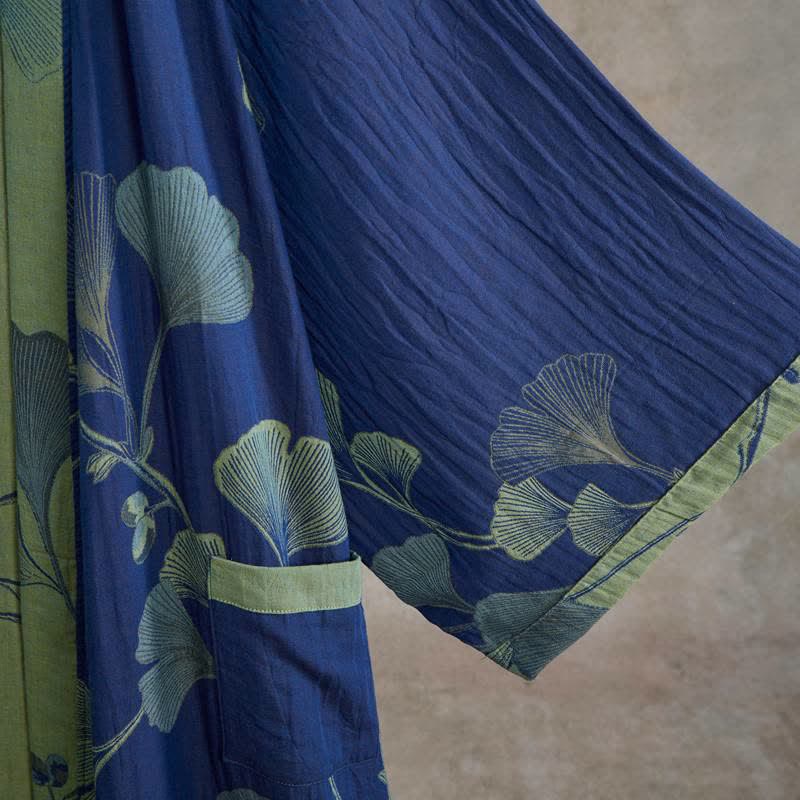 Ownkoti Retro Ginkgo Leaf Cotton Kimono Robe - image 13