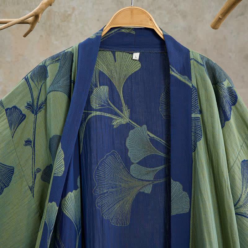 Ownkoti Retro Ginkgo Leaf Cotton Kimono Robe - image 18