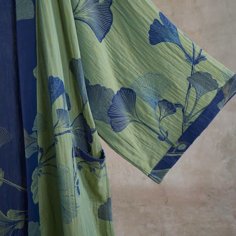 Ownkoti Retro Ginkgo Leaf Cotton Kimono Robe - image 20