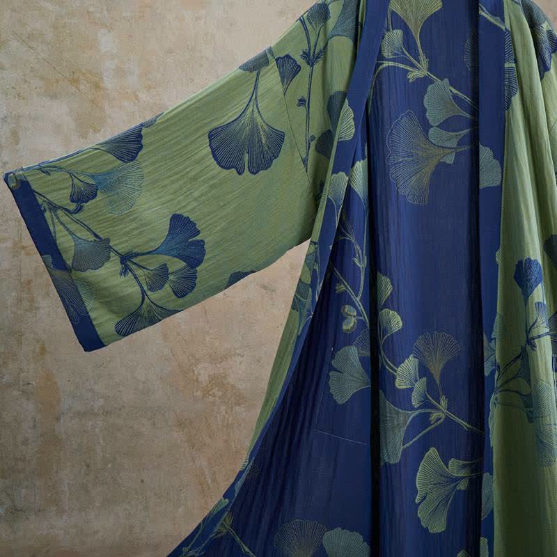 Ownkoti Retro Ginkgo Leaf Cotton Kimono Robe - image 19