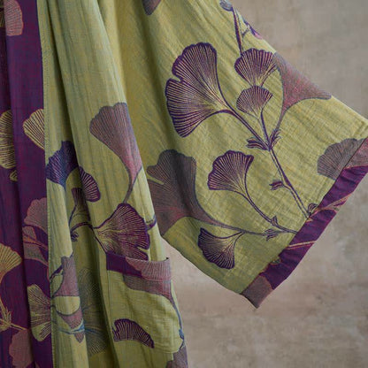 Ownkoti Retro Ginkgo Leaf Cotton Kimono Robe - image 28