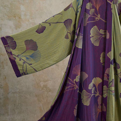 Ownkoti Retro Ginkgo Leaf Cotton Kimono Robe - image 27
