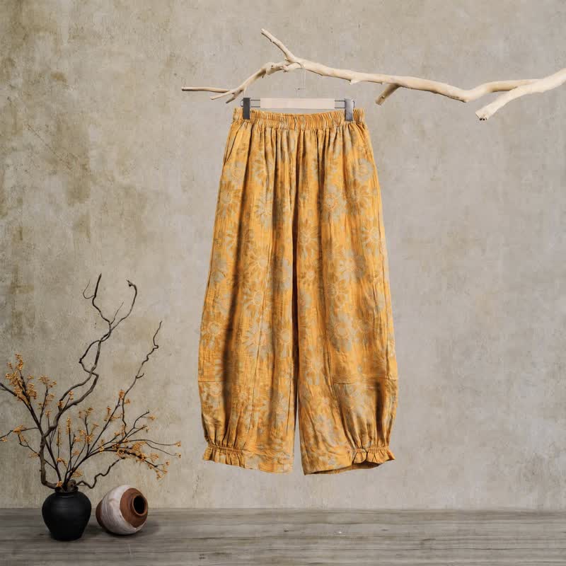 Ownkoti Vintage Sunflower Cotton Lounge Pants - image 1