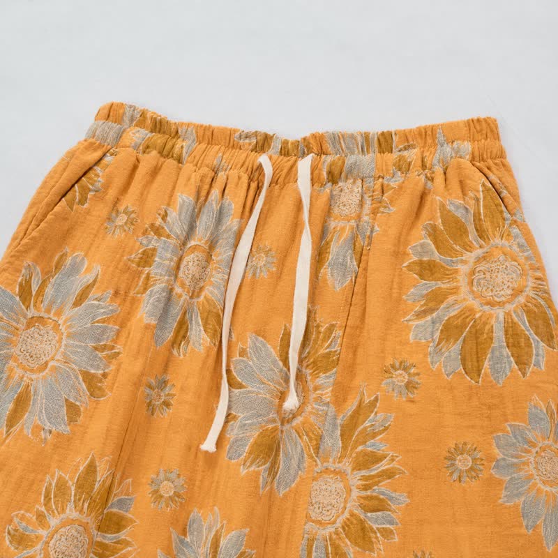 Ownkoti Vintage Sunflower Cotton Lounge Pants - image 2