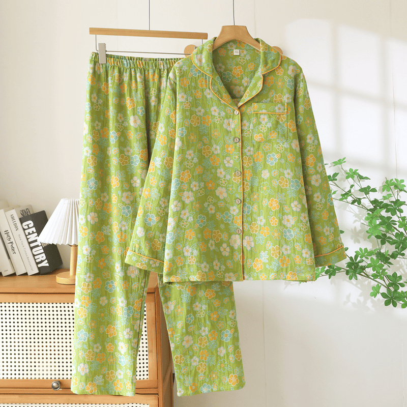 Ownkoti Green Ditsy Floral Cotton Pajama Set - Green - XXL - image 0
