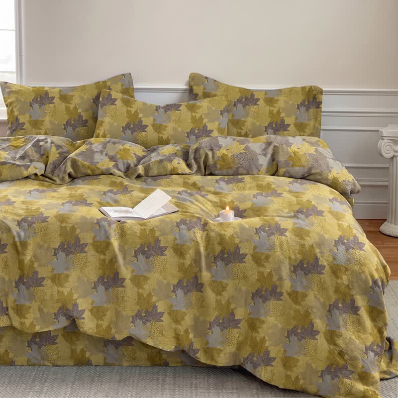 Ownkoti Colorful Maple Leaf Cotton Duvet Cover Bedding Set - image 8