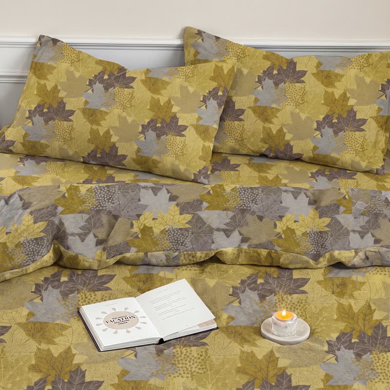 Ownkoti Colorful Maple Leaf Cotton Duvet Cover Bedding Set - image 13