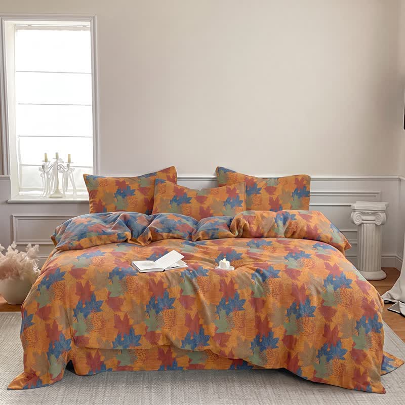 Ownkoti Colorful Maple Leaf Cotton Duvet Cover Bedding Set - image 11