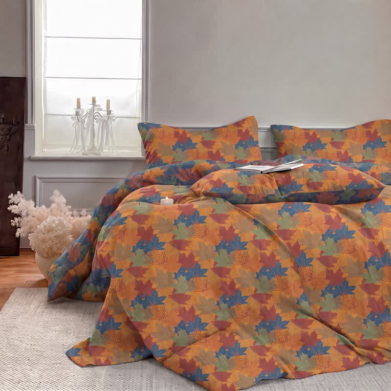 Ownkoti Colorful Maple Leaf Cotton Duvet Cover Bedding Set - image 10