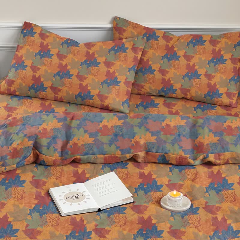 Ownkoti Colorful Maple Leaf Cotton Duvet Cover Bedding Set - image 13