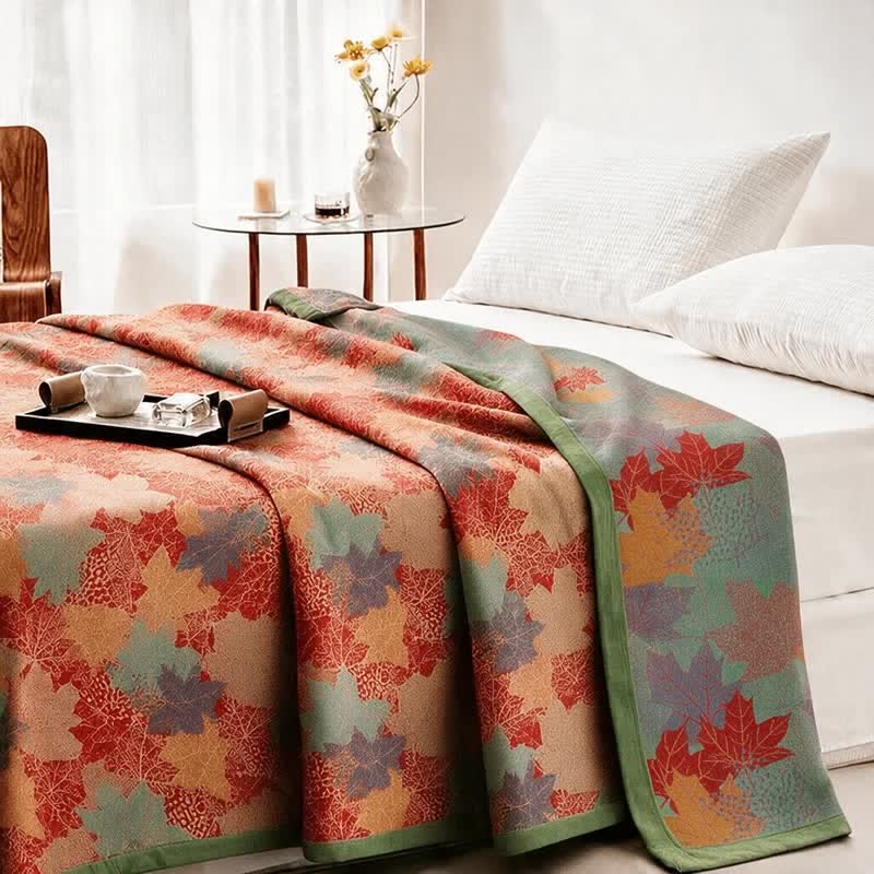 Ownkoti Colorful Fall Maple Leaf Cotton Blanket - image 2
